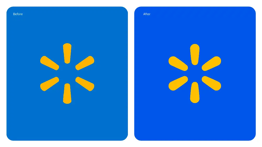 The old logo (left) and new logo (right) - can you spot the difference? (Walmart)