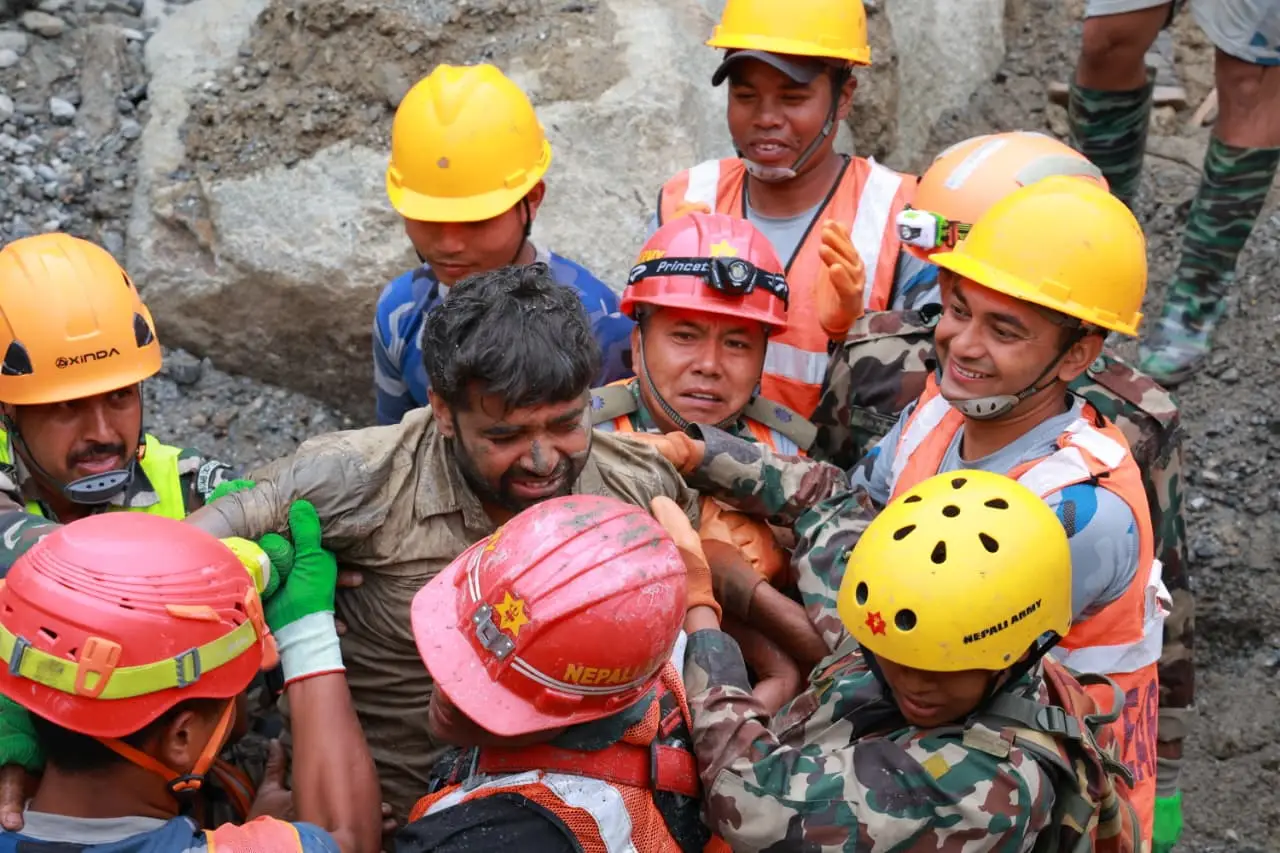 One of the two men who were rescued yesterday, September 4 (Nepal Army via AP)