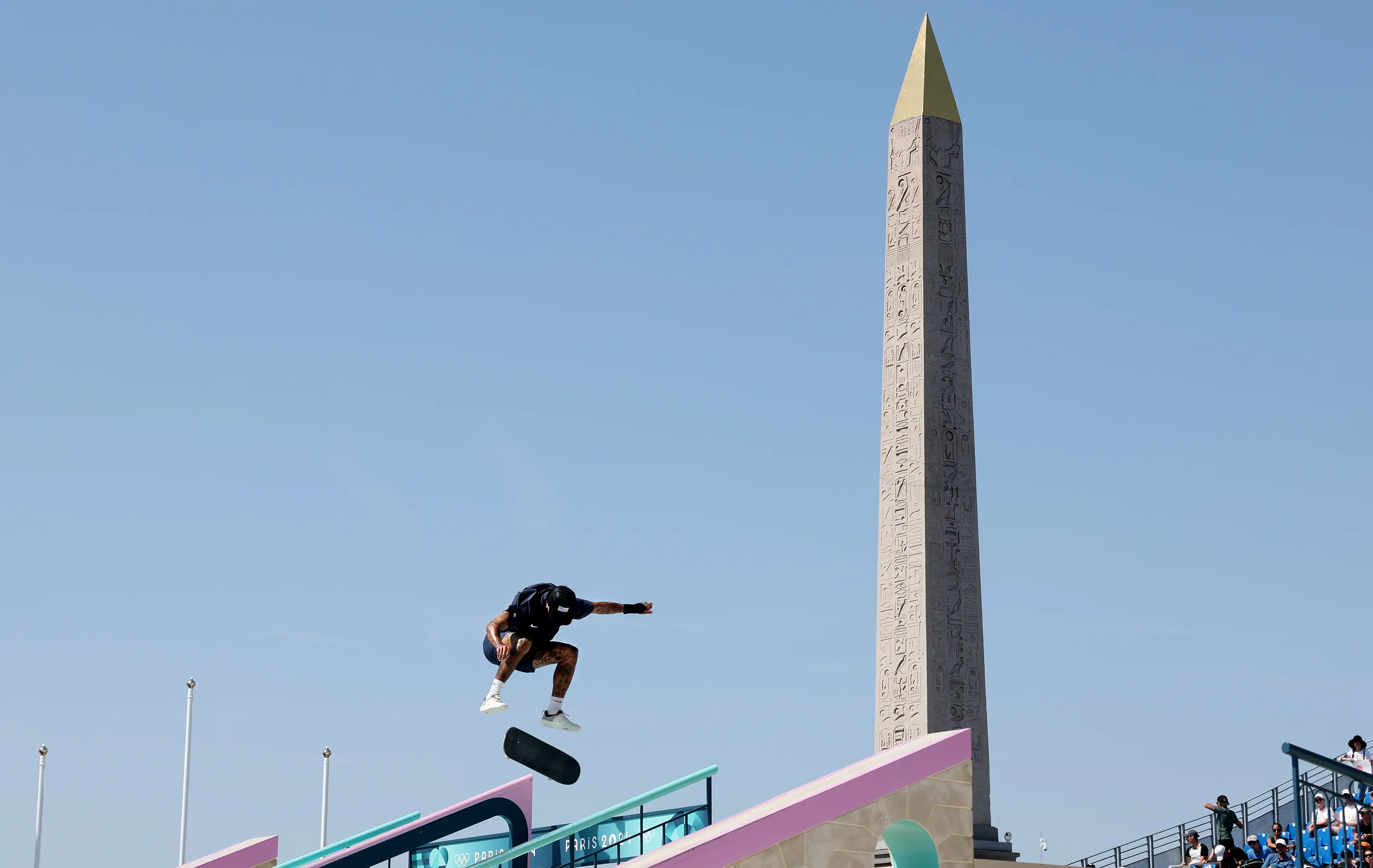 Skateboarding at the Paris Olympics. (Wally Skalij/Los Angeles Times via Getty Images)