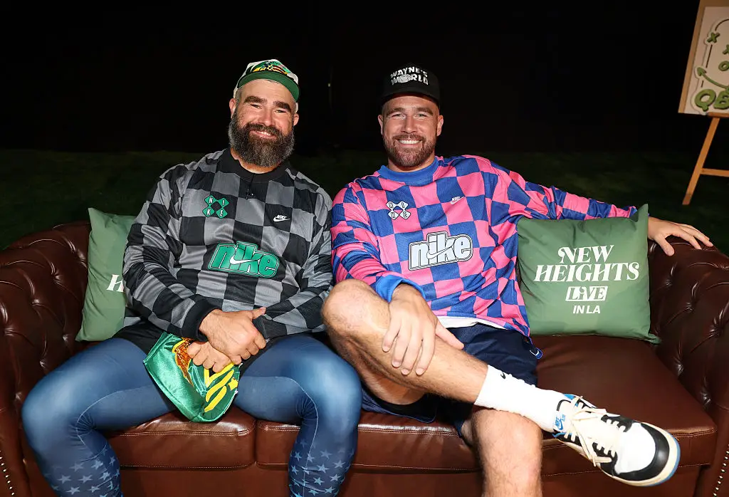 The Kelce brothers launched their New Heights podcast in 2022 (Photo by Matt Winkelmeyer/Getty Images for Wondery)