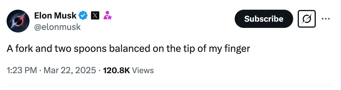 Musk explained his antics in a proud post on Twitter (X/@elonmusk)