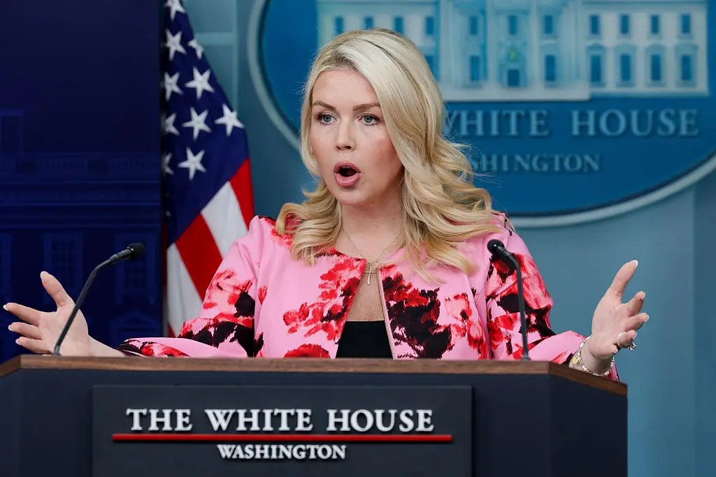 Karoline Leavitt became the youngest press secretary in U.S. history when she started the job aged 27. (Photo by Alex Wong/Getty Images)