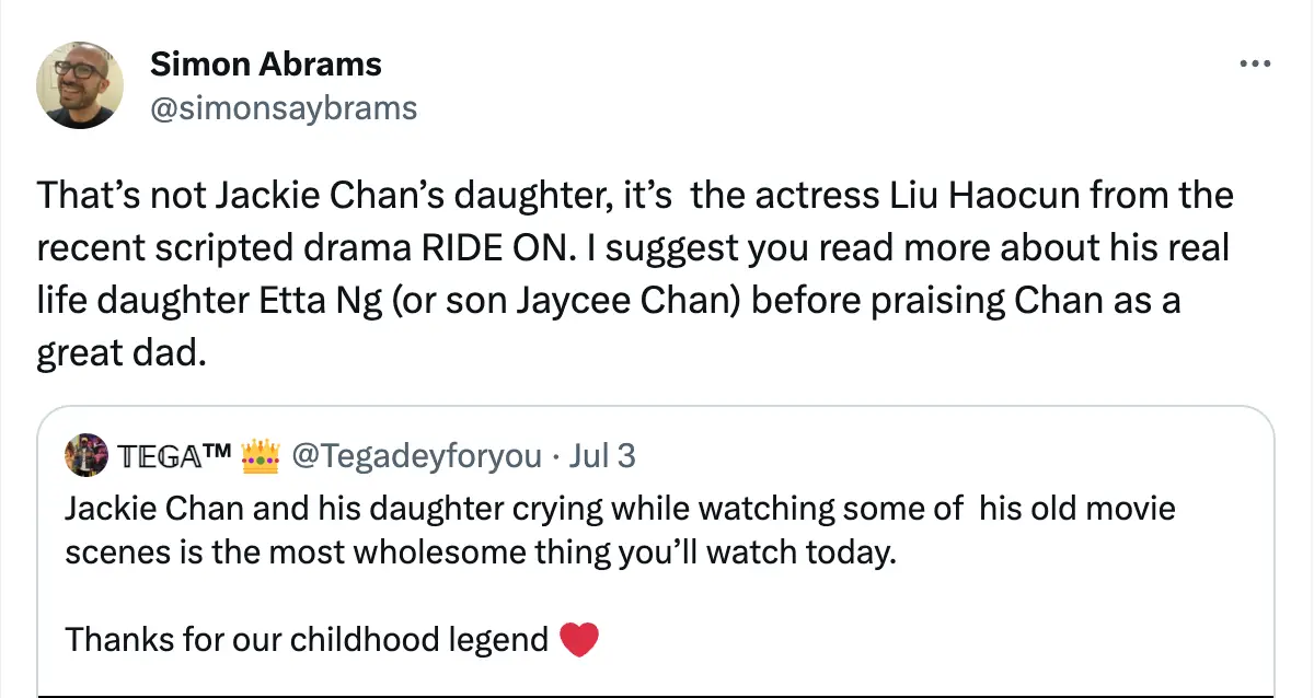 Jackie Chan came under fire after the clip went viral.