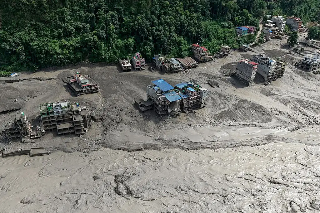 The flash flood has completely devastated the region. (Prabin RANABHAT / AFP via Getty Images)