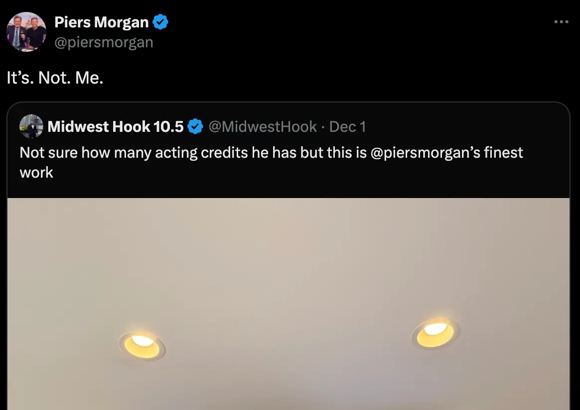 Piers Morgan has denied he is Pigeon Lady (Twitter/ @piersmorgan) 