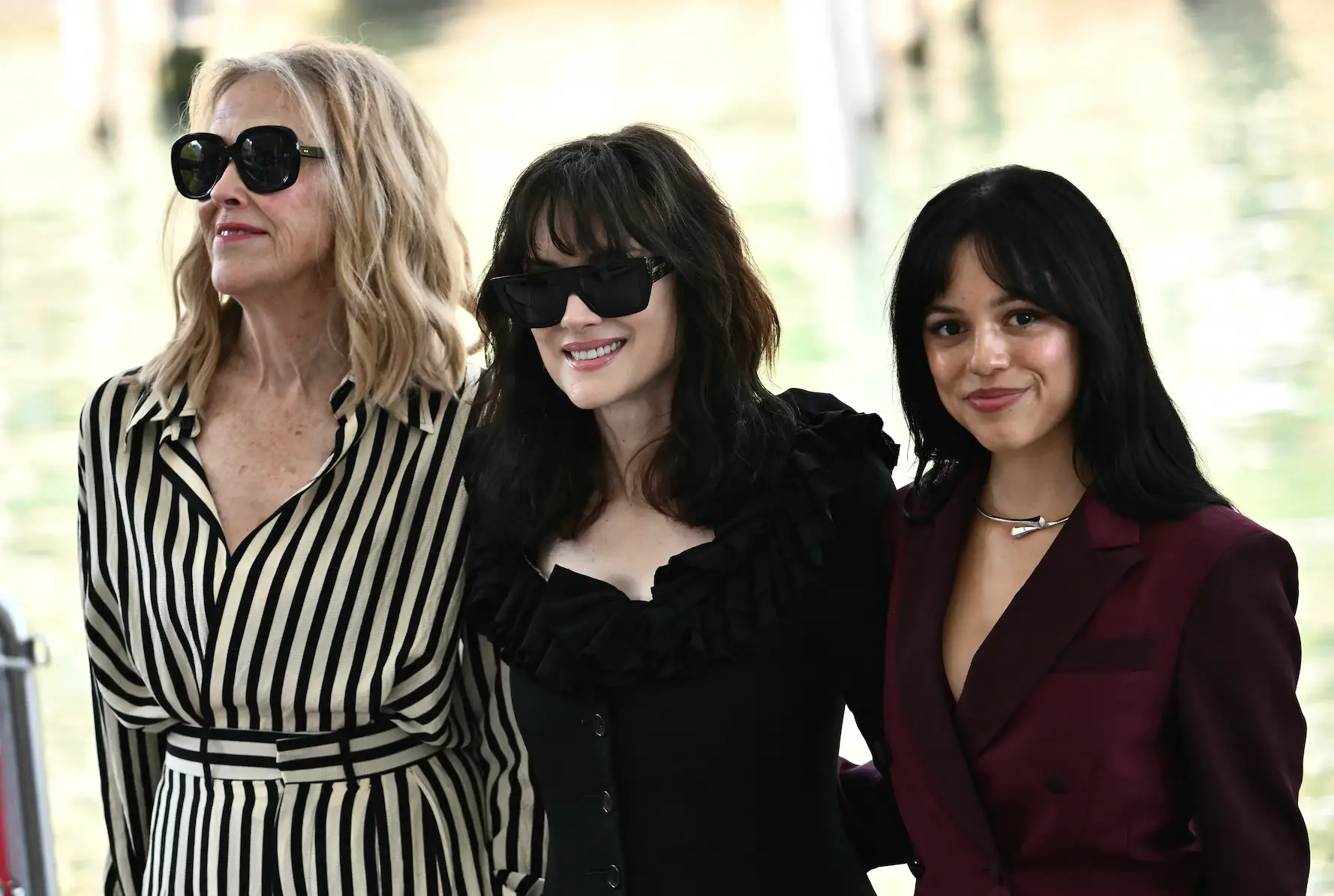 Ortega posed with O'Hara and Ryder on the red carpet (MARCO BERTORELLO/AFP via Getty Images)