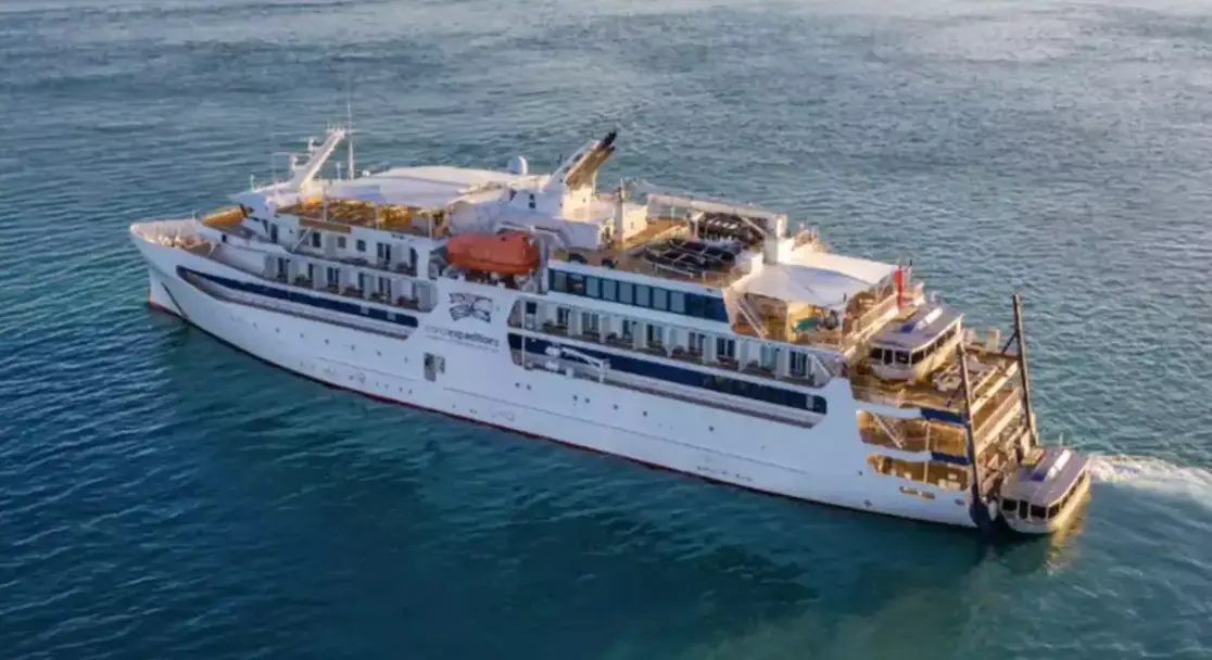 The cruise ship went aground (Coral Adventurer)