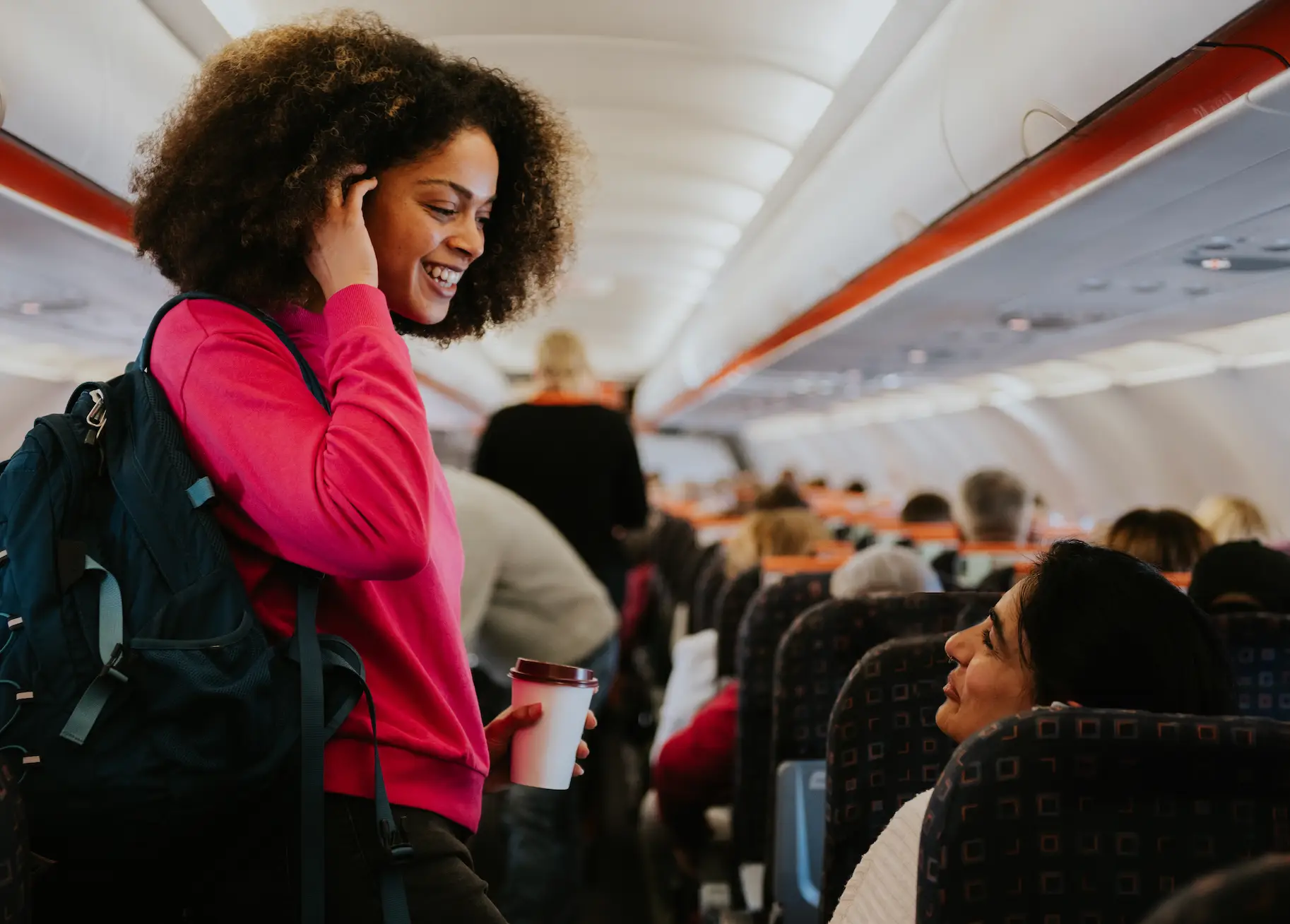 The passenger was conscious of blocking the aisle. (Getty Stock Photo)