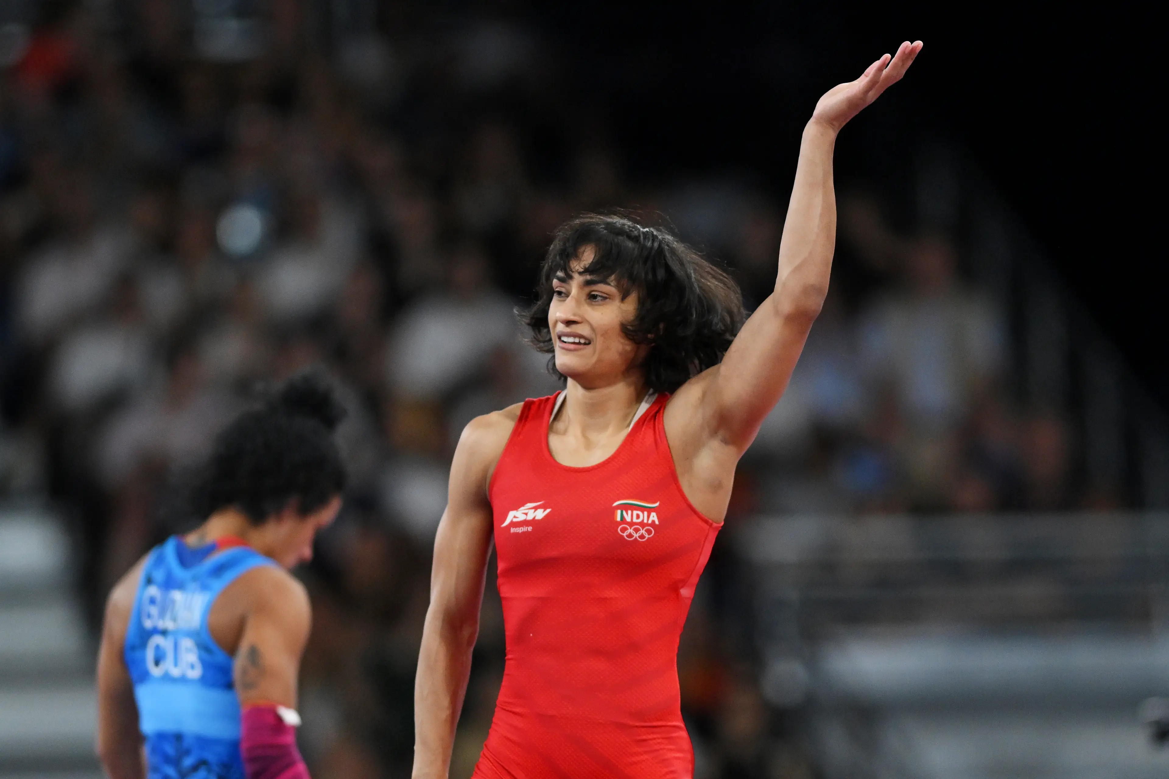 Wrestler Vinesh Phogat defeated Yusneylis Guzman Lopez of Cuba earlier this week. (David Ramos/Getty Images)