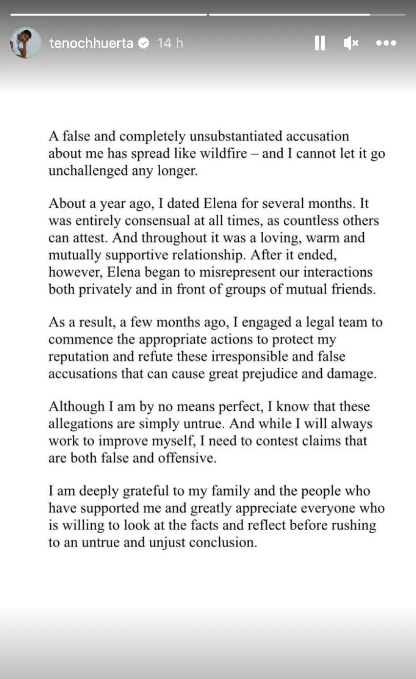 He issued a statement on Instagram.