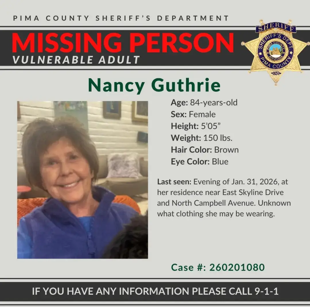 Nancy Guthrie was last seen on January 31 (Pima County Sheriff's Department/X)