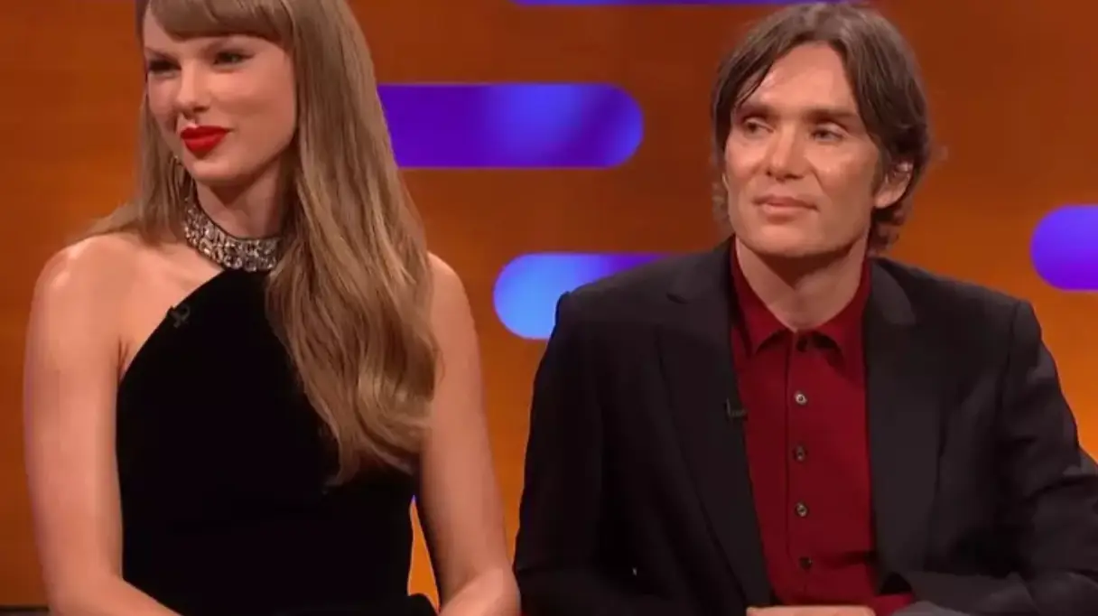 Many joked Cilian Murphy wasn't nearly as excited as Taylor Swift was as she showed off her engagement ring (BBC)