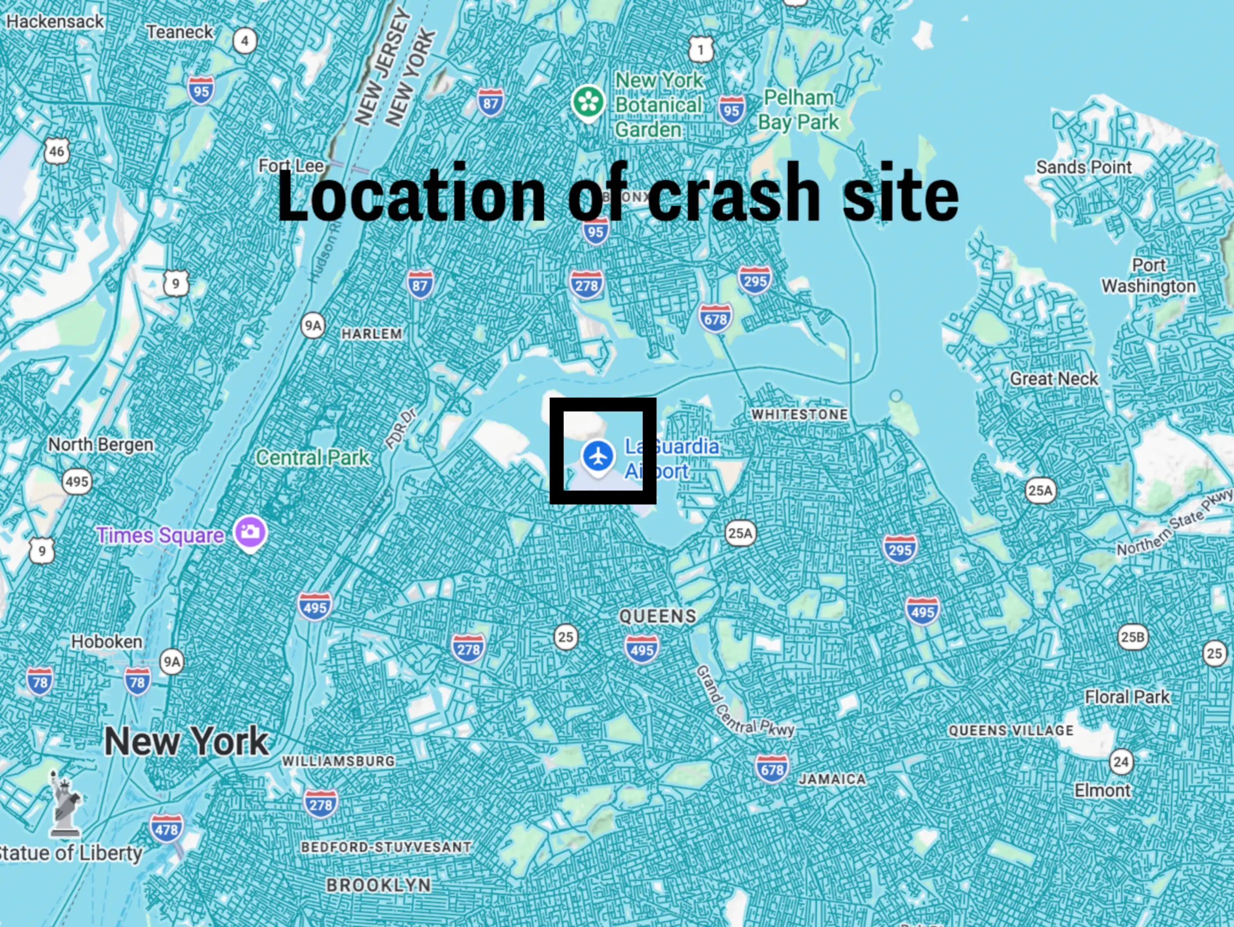 The crash happened at New York's LaGuardia Airport (UNILAD/Google Maps)