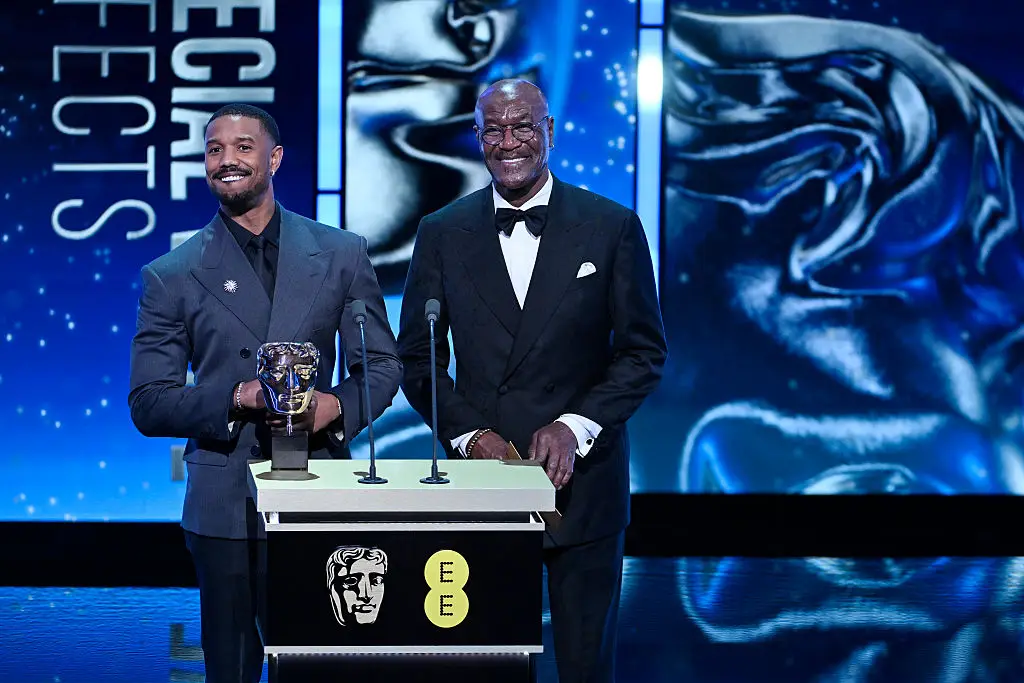 Michael B. Jordan and Delroy Lindo were presenting the Special Visual Effects Award on stage at the BAFTAs when the incident unfolded (Stuart Wilson/BAFTA/Getty Images for BAFTA)