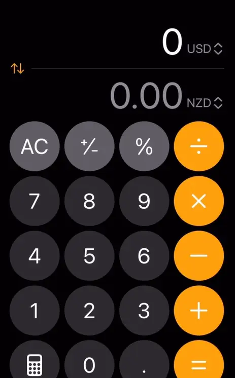 You can use your calculator app to quickly convert currencies (Instagram/@lifeofthetravelingpin)