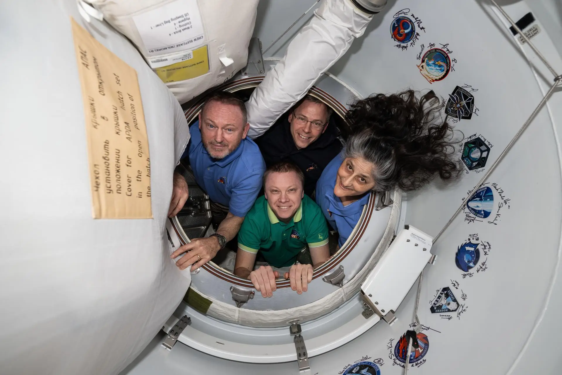 NASA Crew-9 members,  Butch Wilmore, Nick Hague, and Suni Williams, and Roscosmos cosmonaut Aleksandr Gorbunov (NASA)