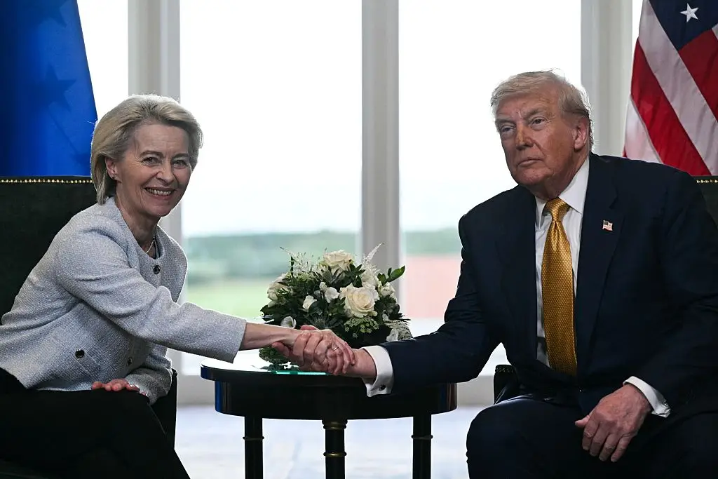 Trump and European Commission President Ursula von der Leyen came to an agreement last month (BRENDAN SMIALOWSKI/AFP via Getty Images)