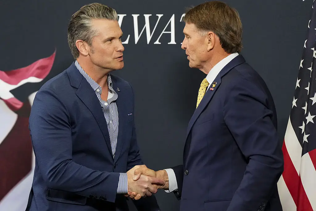 Many questioned whether Hegseth should be endorsing a political candidate. (Jeffrey Dean/Bloomberg via Getty Images)