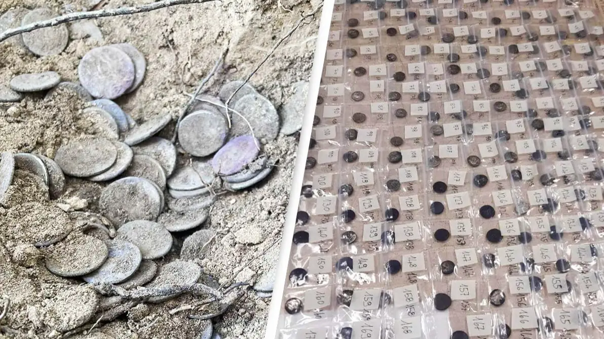 Hiker finds rare buried treasure of nearly 200 ancient Roman coins