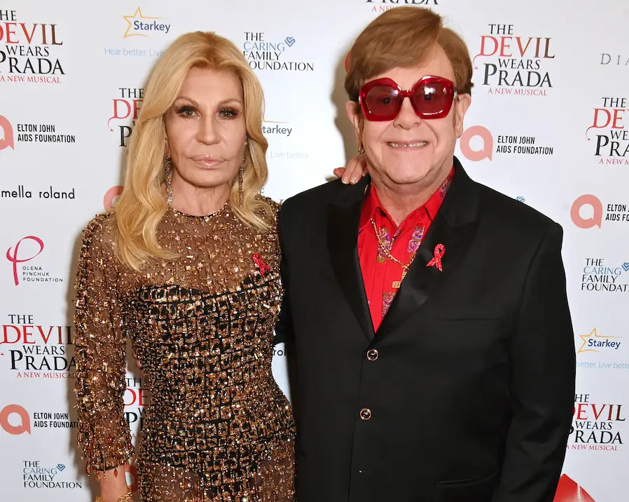 Versace walked the red carpet with Elton John (Dave Benett/Getty Images for The Devil Wears Prada Musical)