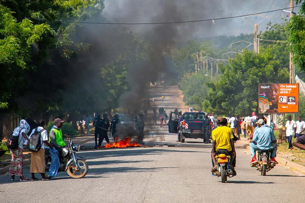 Protesters built burning barricades in Garoua (AFP via Getty Images)
