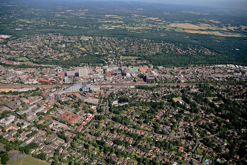 Ariel picture from 2006 of Woking, which is located roughly an hour-and-a-half drive away from London, the town that Winham lived in (David Goddard/Getty Images)
