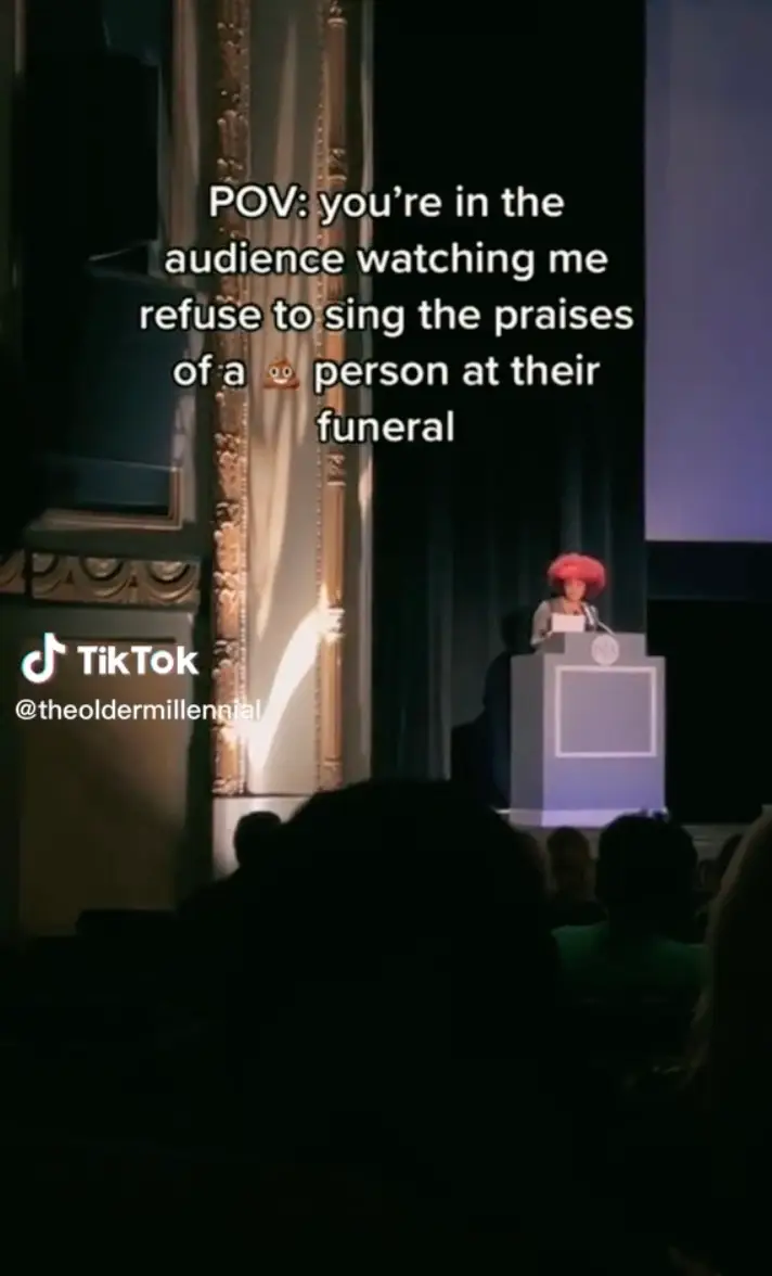 A child has appeared to call their dad ‘racist’ and ‘misogynistic’ at his funeral.