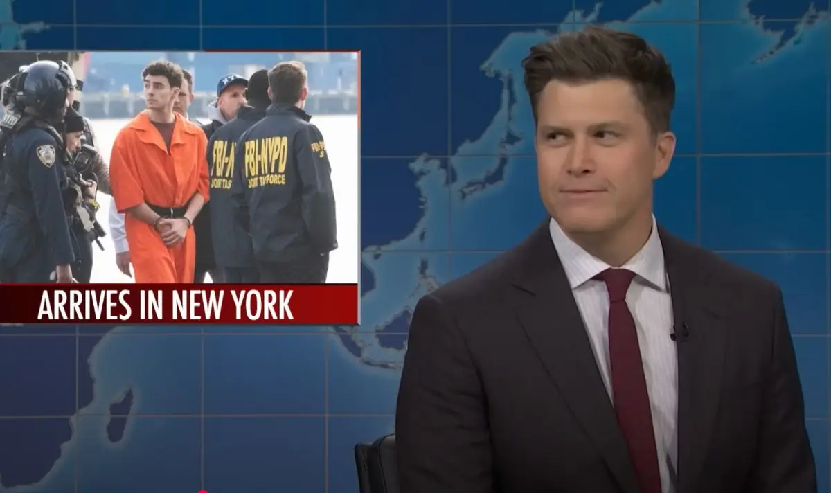 Colin Jost seemed temporarily stunned by the audience's reaction (NBC)
