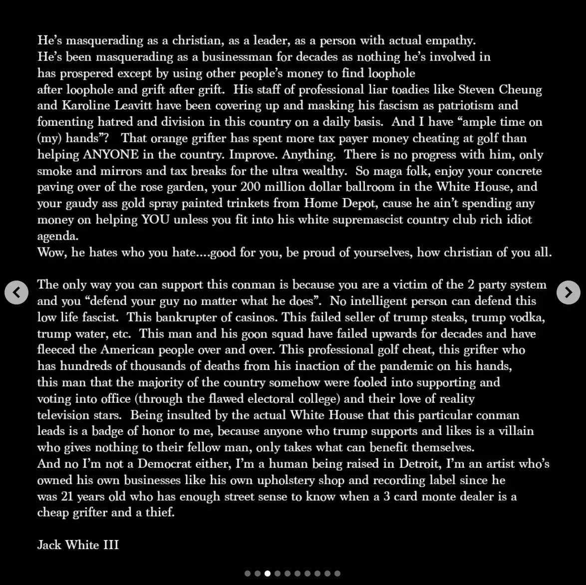 (Instagram/officialjackwhite)