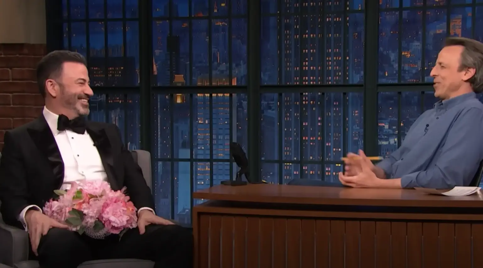 Speaking about Kimmel’s longevity as a host Meyers asked whether there are things that you notice about celebrities. (NBC)