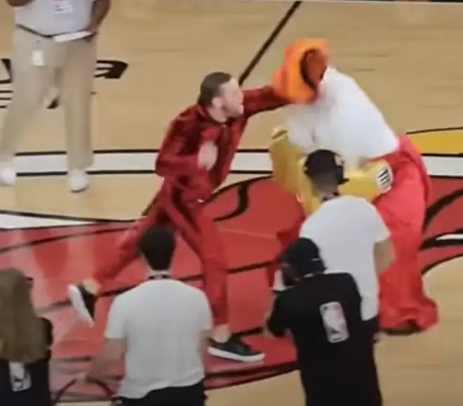 The UFC champion 'k'oed' the mascot.