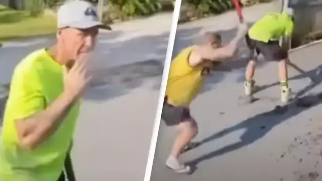 Builders smash up concrete driveway after homeowner refuses to pay them for their work