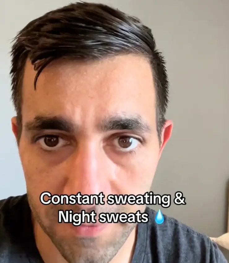Joe Faratzis recalled constant sweating as one of his symptoms (TikTok/@radiant14percent)