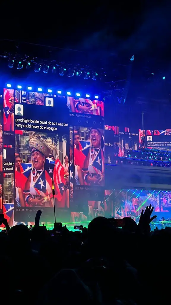 The original tweet shown during Bad Bunny's set.