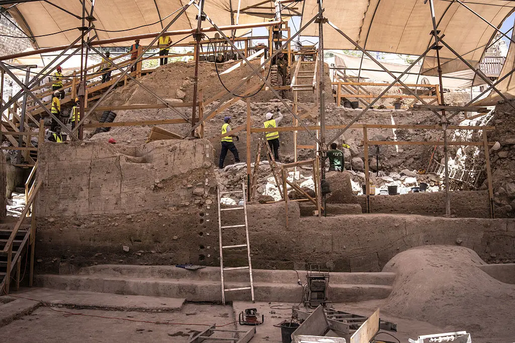 A large dam wall was recently uncovered in excavations of the Siloam Pool (JOHN WESSELS/AFP via Getty Images)