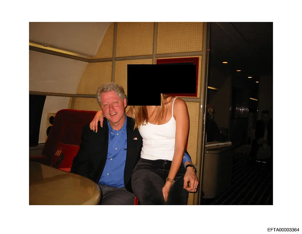Bill Clinton, pictured on Jeffrey Epstein's jet, has denied any wrongdoing (The US Justice Department / Handout/Anadolu via Getty Images)