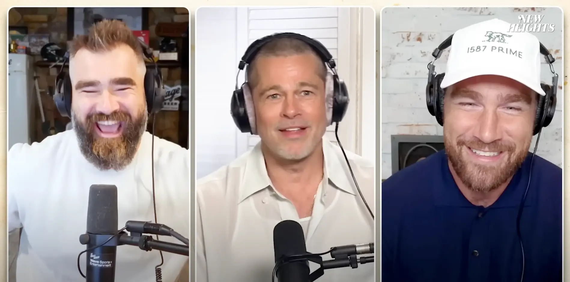 Brad Pitt sat down to chat with the Kelce brothers on their podcast (Youtube/New Heights)