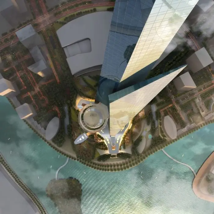 A bird's eye artist's impression of the Jeddah Tower (Adrian Smith/Gordon Gill Architecture)