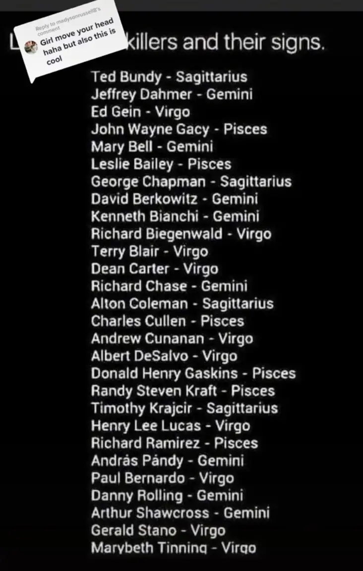 Skirvin later shared the full list in a follow-up video.