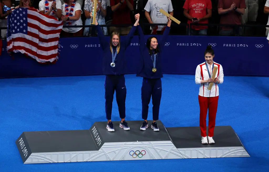 The two stood together on the top podium (Richard Heathcote/Getty Images)