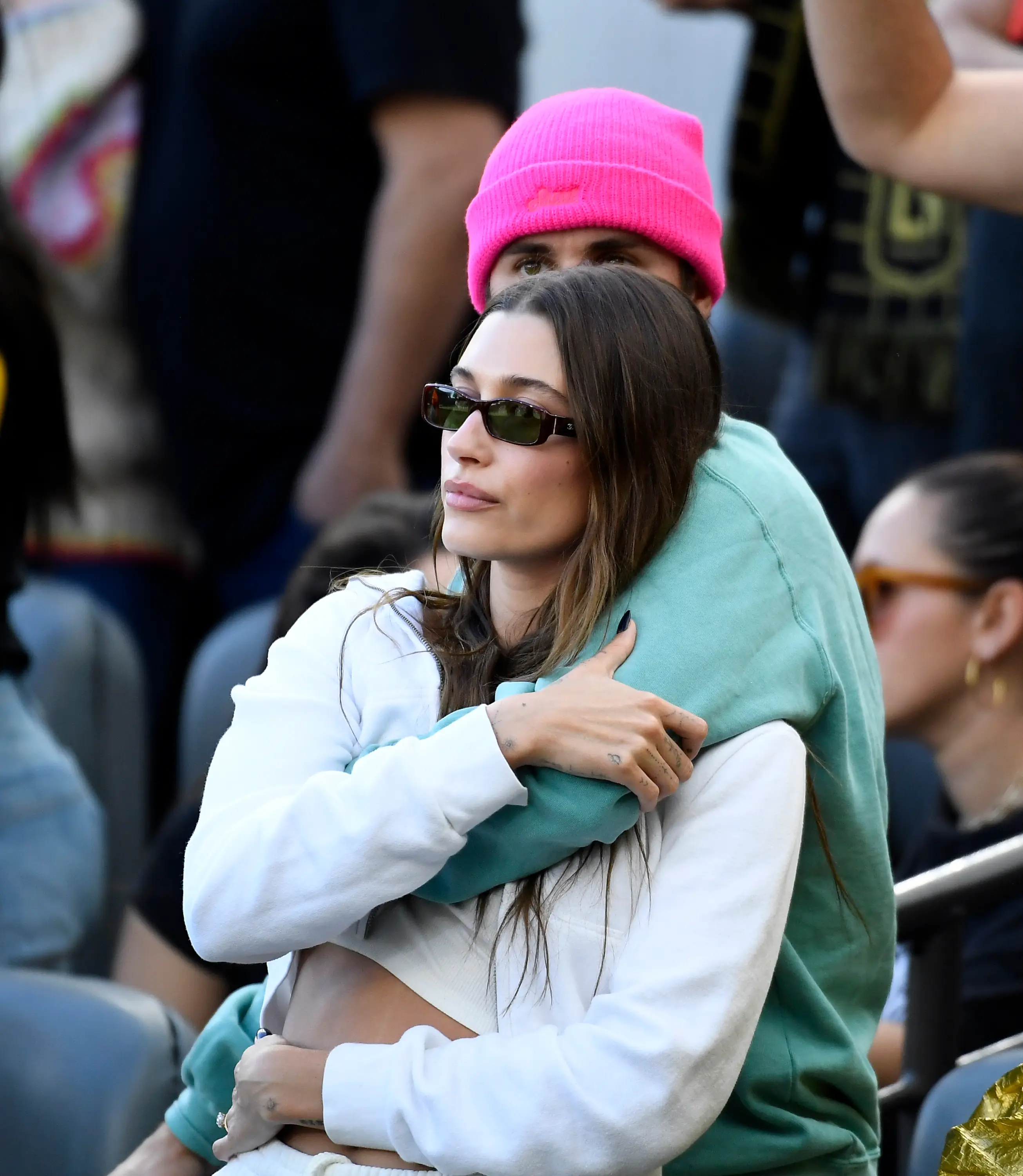 In an alleged text message, Baldoni used a Twitter thread accusing Hailey Bieber of bullying as 'inspiration' (Kevork Djansezian / Getty Images)