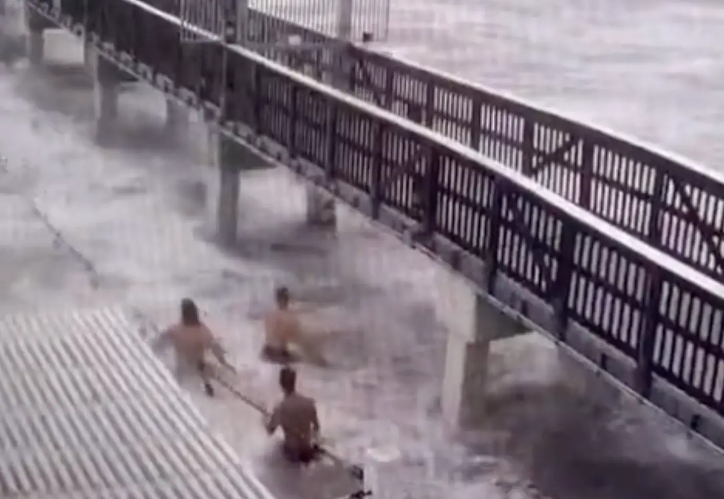The three men decided to go for a dip.