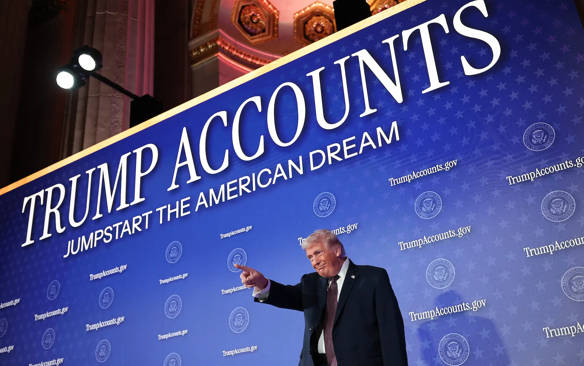 The Trump Accounts app is now available to download from app stores (Win McNamee/Getty Images)