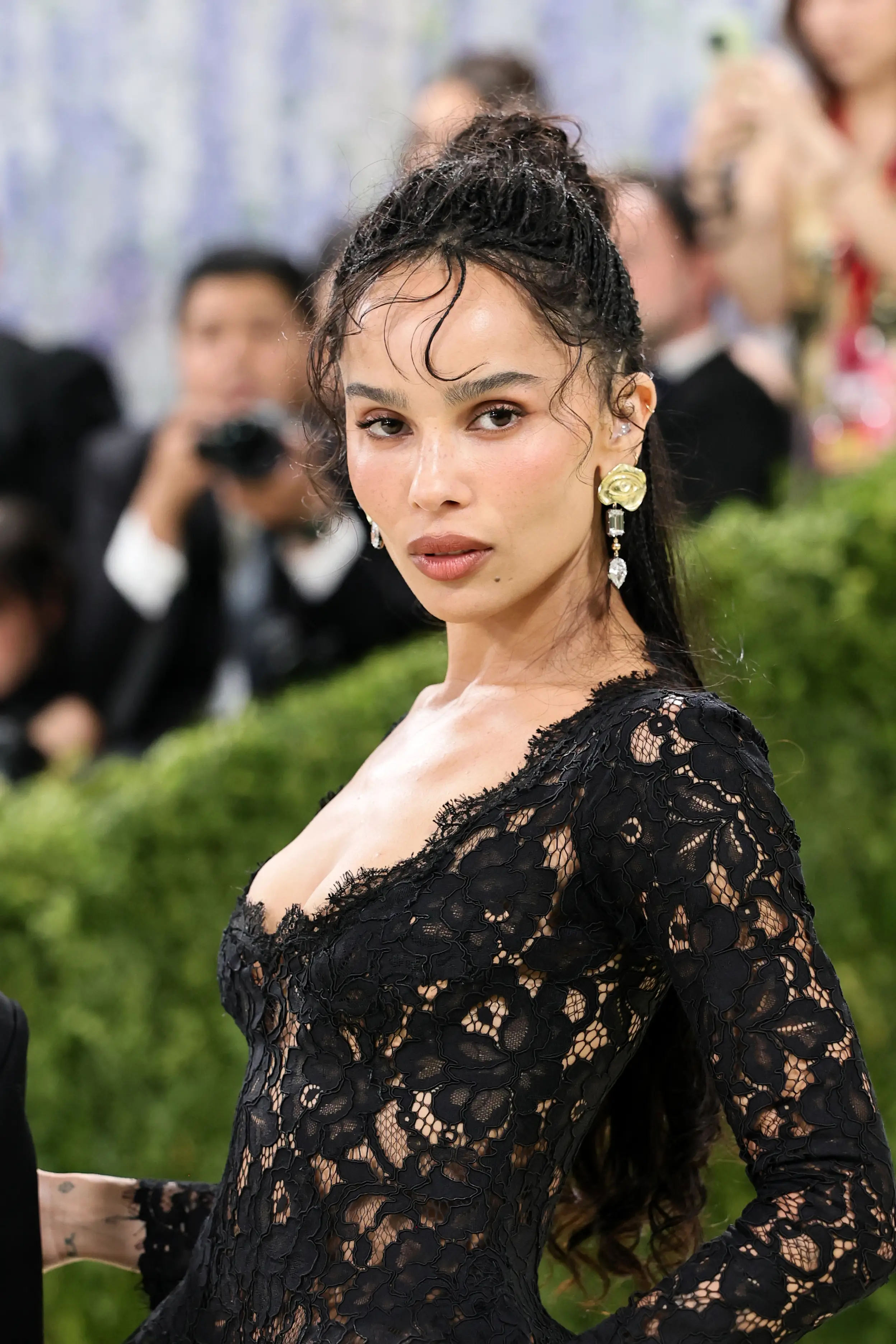 Zoe Kravitz continued to spark engagement rumours by hiding her left hand (Theo Wargo/FilmMagic)