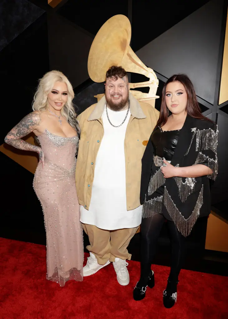 Jelly Roll, Bunnie Xo, and Bailee Ann arriving at The 66th Annual Grammy Awards in 2024. (Francis Specker/CBS via Getty Images)