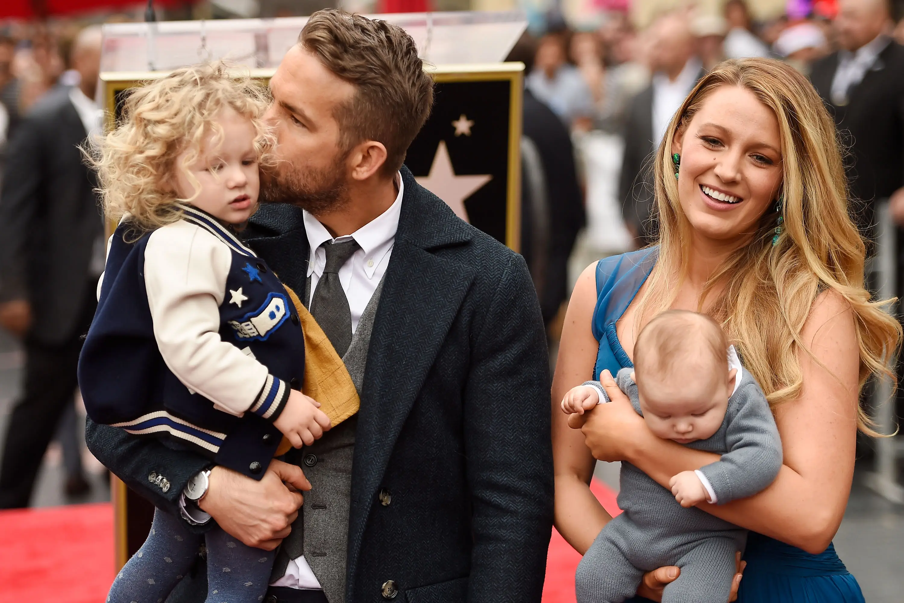 Ryan Reynolds and Blake Lively with two of their kids in 2016. (Matt Winklemeyer via Getty Images)