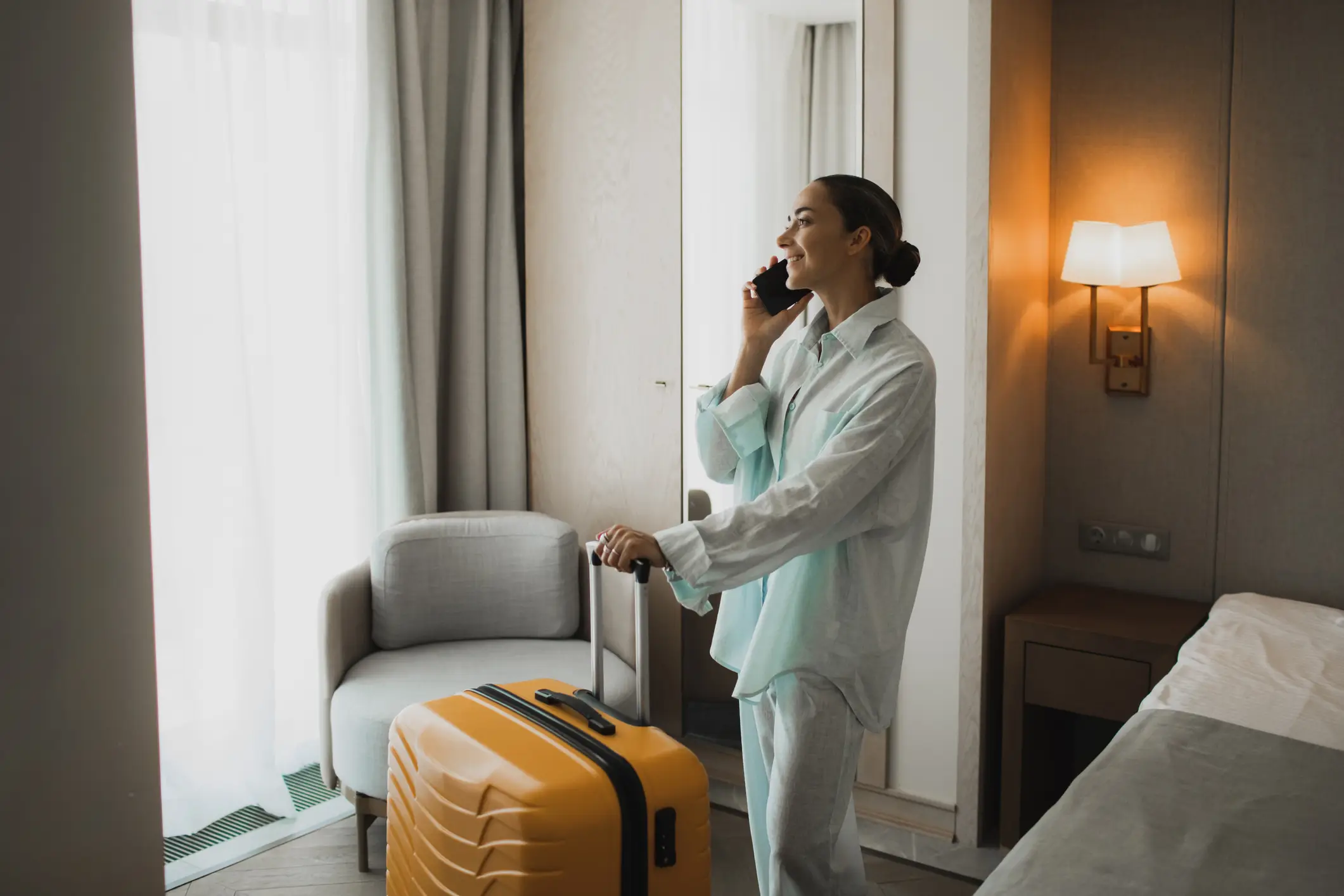 The flight attendant spends a few minutes ensuring the room is safe (Getty Stock)
