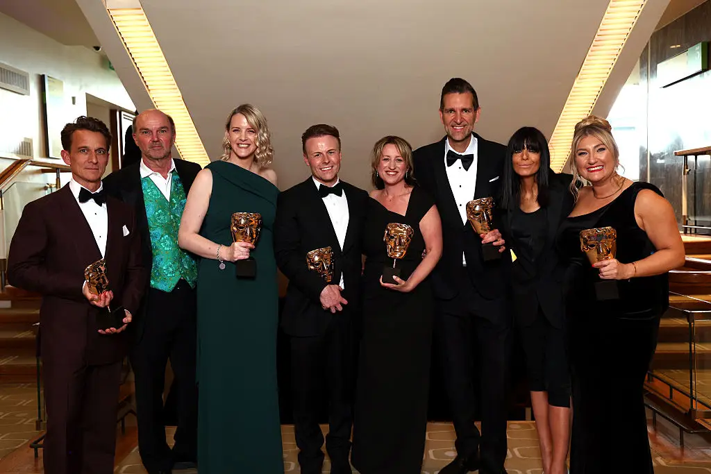 Traitors take an oath with Claudia Winkleman promising to keep the identities of their fellow Traitors secret. (Photo by Tristan Fewings/BAFTA/Getty Images for BAFTA)
