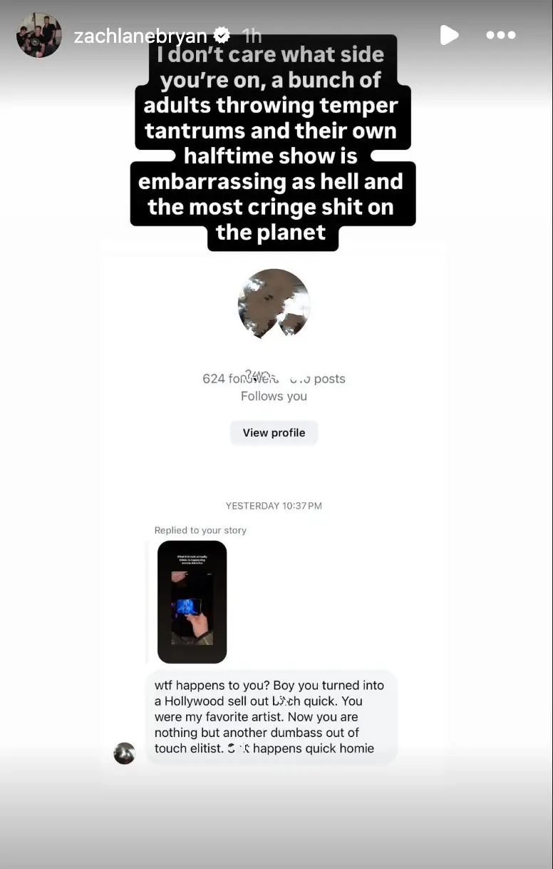 He called out the 'grown adults' in his DMs (Zach Bryan/Instagram)