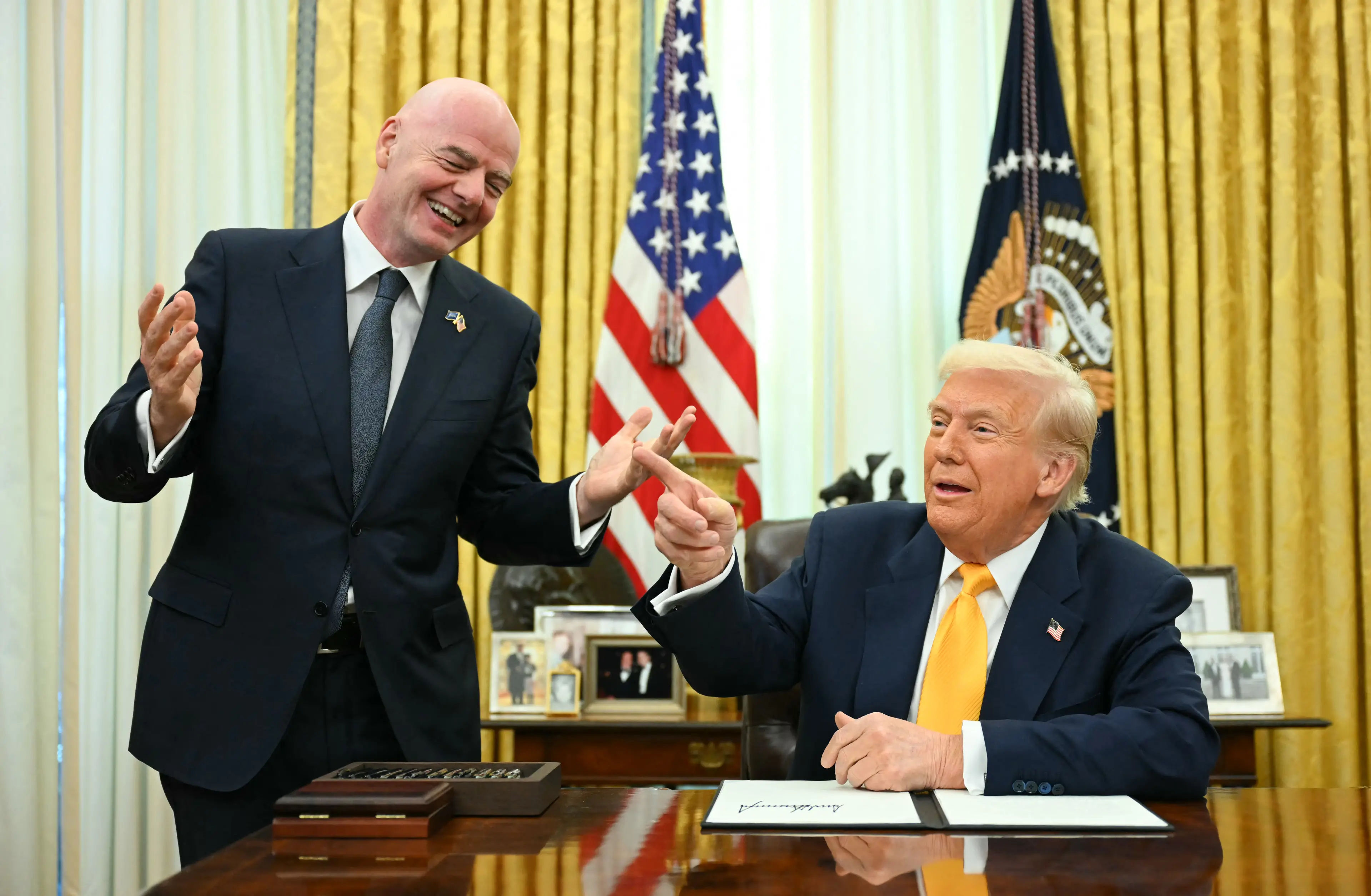 Donald Trump with FIFA president Gianni Infantino (JIM WATSON/AFP via Getty Images)